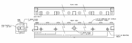 Standard Air Blade Air Knife Air Consumption per inch verses air consumption in various hole sizes